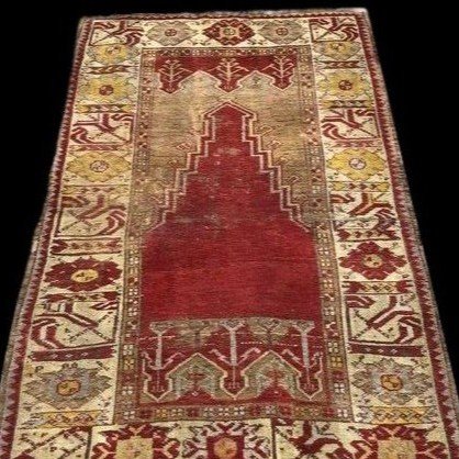 Tapis Moudjour de prière ancien, 105 x 160 cm, laine / laine, Anatolie, Turquie, milieu  XIXème-photo-4