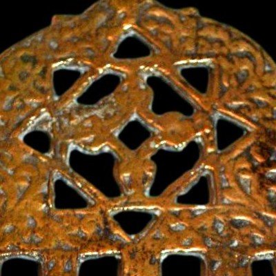 Hamsa, protection mais aussi heurtoir de porte, bronze doré, Fez, Maroc, début du XXème siècle-photo-2