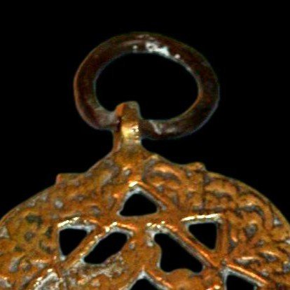 Hamsa, protection mais aussi heurtoir de porte, bronze doré, Fez, Maroc, début du XXème siècle-photo-3