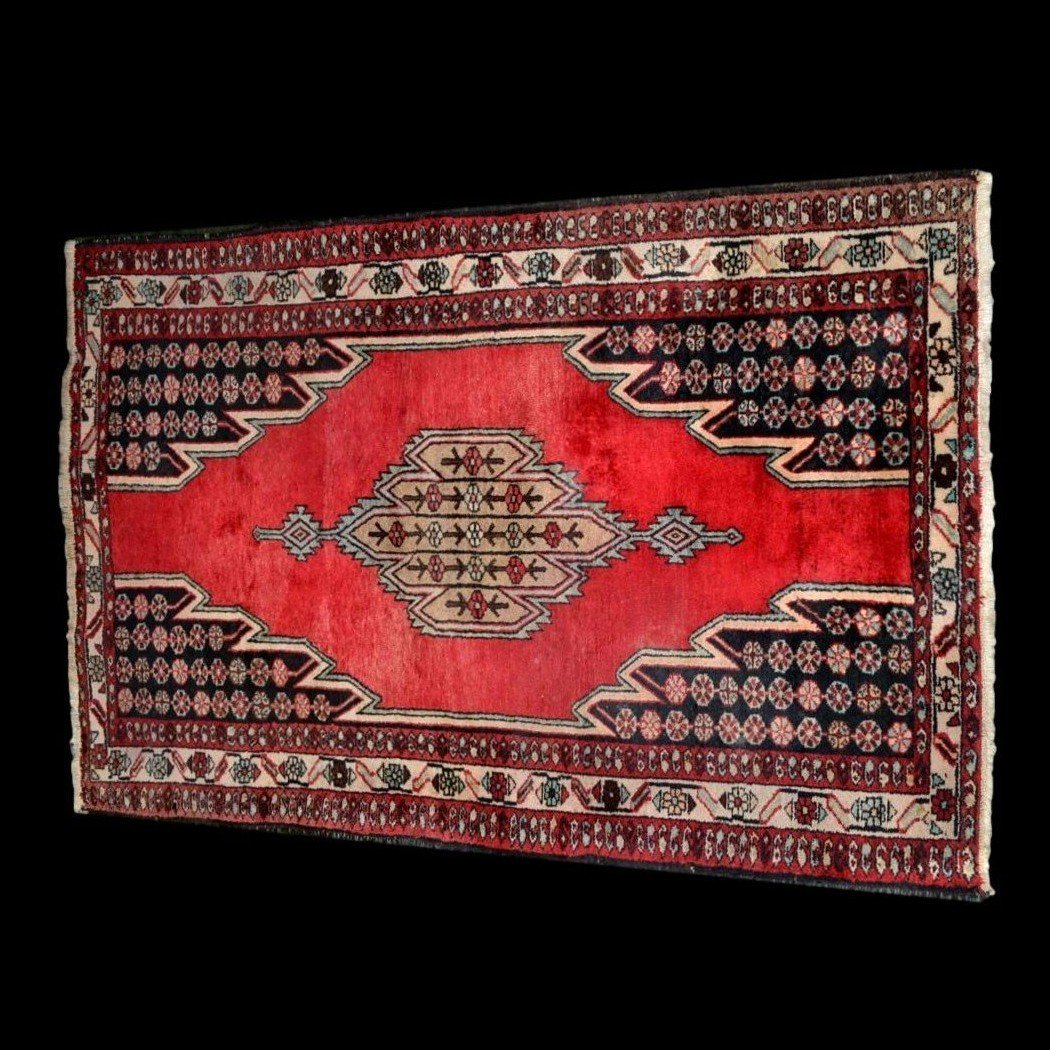 Tapis Persan Maslaghan, 132 cm x 202 cm, laine nouée main en Iran vers 1970 en très bon état-photo-3