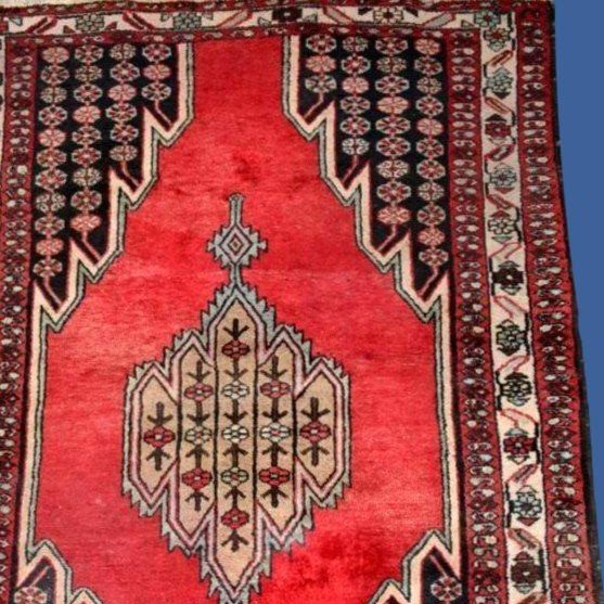 Tapis Persan Maslaghan, 132 cm x 202 cm, laine nouée main en Iran vers 1970 en très bon état-photo-2