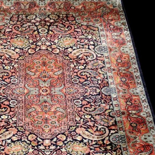 Tapis en soie du Cachemire, 94 x 153 cm, soie nouée main, Jammu-et-cachemire vers 1970-1980-photo-2