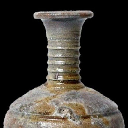 Long-necked Sake Bottle, Ogawa Mayumi, Bizen Ceramic, Japan, Original Paulownia Box-photo-3