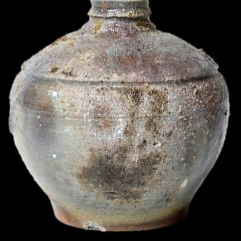 Long-necked Sake Bottle, Ogawa Mayumi, Bizen Ceramic, Japan, Original Paulownia Box-photo-3