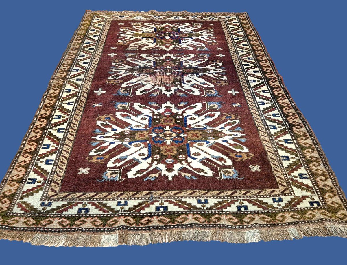 Antique Chelaberd Carpet, 148 X 215 Cm, Caucasus, Hand-knotted In Wool On Wool, Karabagh Circa 1900-photo-6