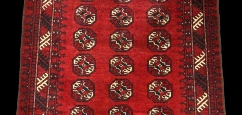 Tapis Afghan, 111 x 156 cm, milieu XXème, laine sur laine nouée main, Afghanistan , Bel état-photo-1