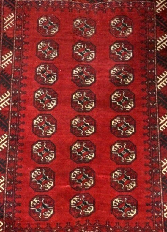 Tapis Afghan, 111 x 156 cm, milieu XXème, laine sur laine nouée main, Afghanistan , Bel état-photo-4