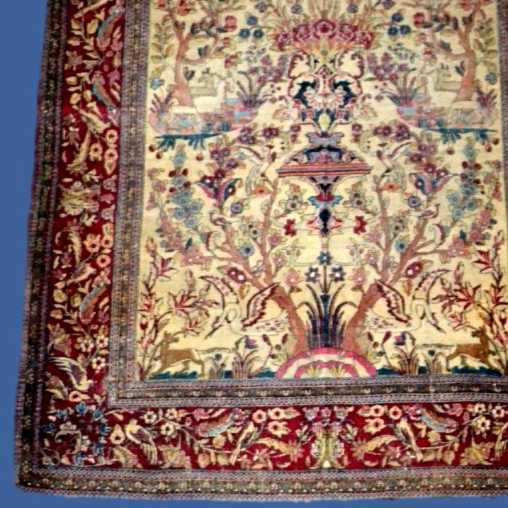 Tapis Ispahan ancien, laine & soie nouées main, 137 x 207 cm, seconde partie du XIXème S Kadjar-photo-3