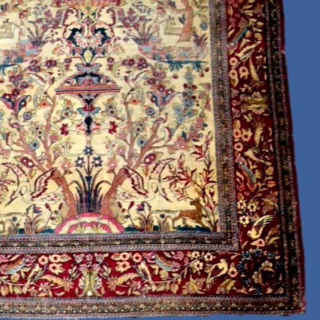 Tapis Ispahan ancien, laine & soie nouées main, 137 x 207 cm, seconde partie du XIXème S Kadjar-photo-4