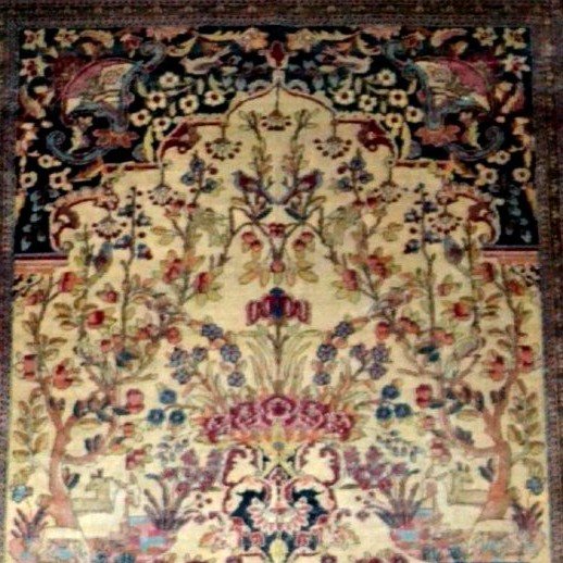 Tapis Ispahan ancien, laine & soie nouées main, 137 x 207 cm, seconde partie du XIXème S Kadjar-photo-5