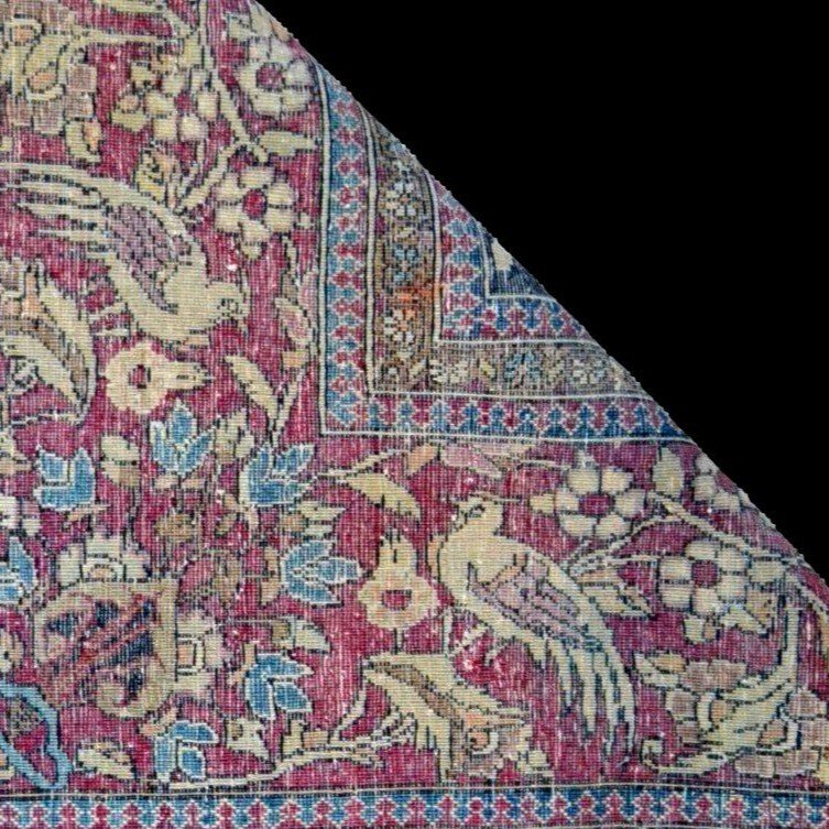 Tapis Ispahan ancien, laine & soie nouées main, 137 x 207 cm, seconde partie du XIXème S Kadjar-photo-7