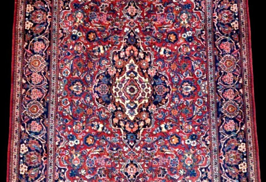 Tapis Kashan, 134 x 213 cm, laine kork nouée main en Iran vers 1970-1980, en parfait état-photo-2