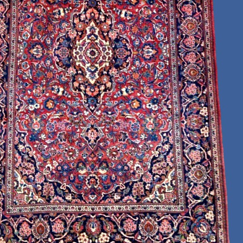 Tapis Kashan, 134 x 213 cm, laine kork nouée main en Iran vers 1970-1980, en parfait état-photo-4