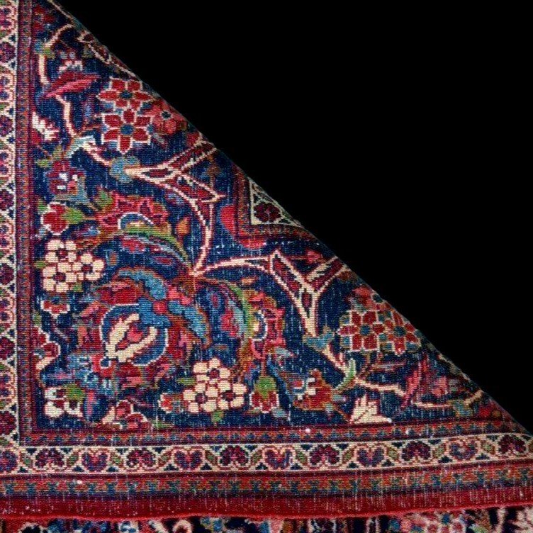 Tapis Kashan, 134 x 213 cm, laine kork nouée main en Iran vers 1970-1980, en parfait état-photo-7