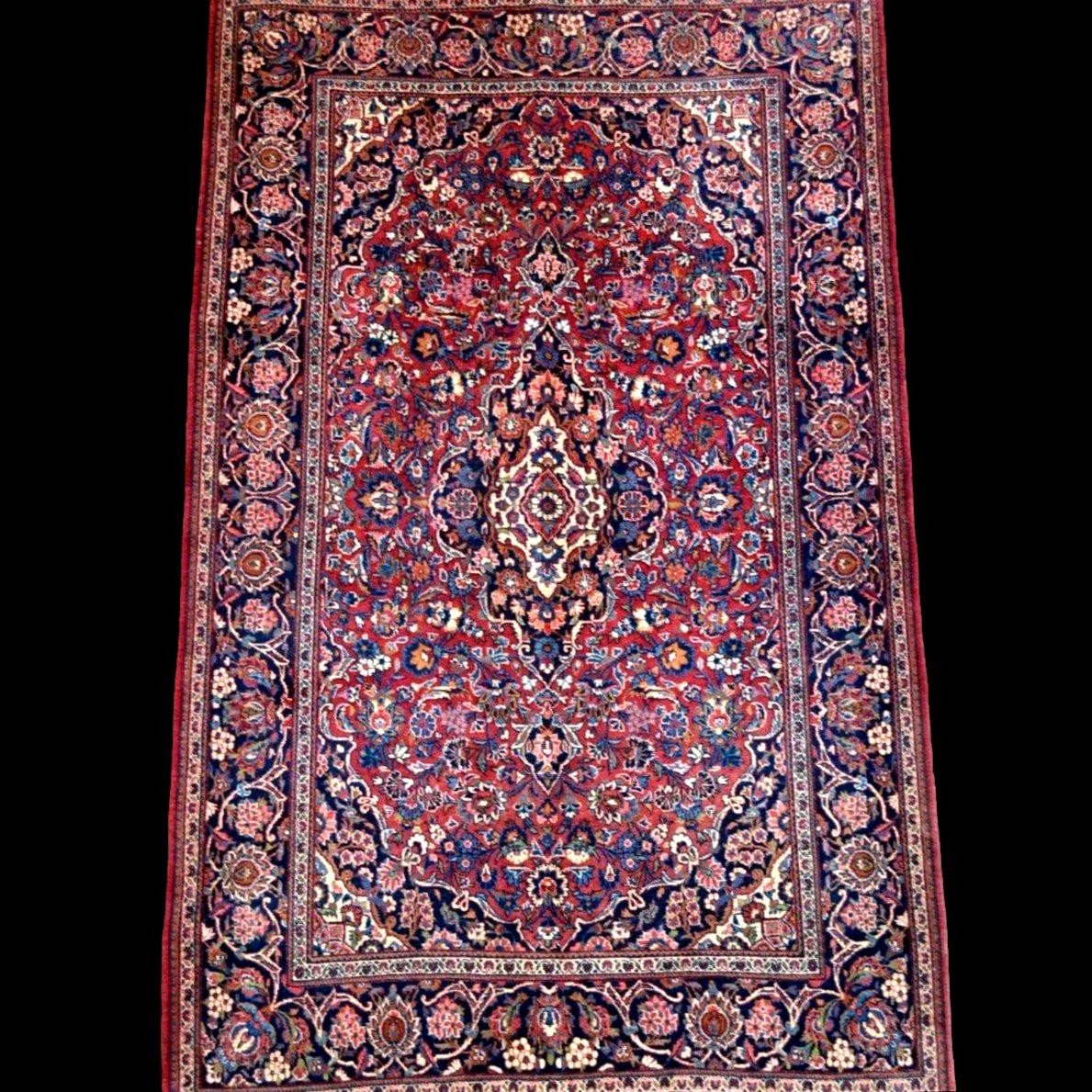 Tapis Kashan, 134 x 213 cm, laine kork nouée main en Iran vers 1970-1980, en parfait état-photo-8