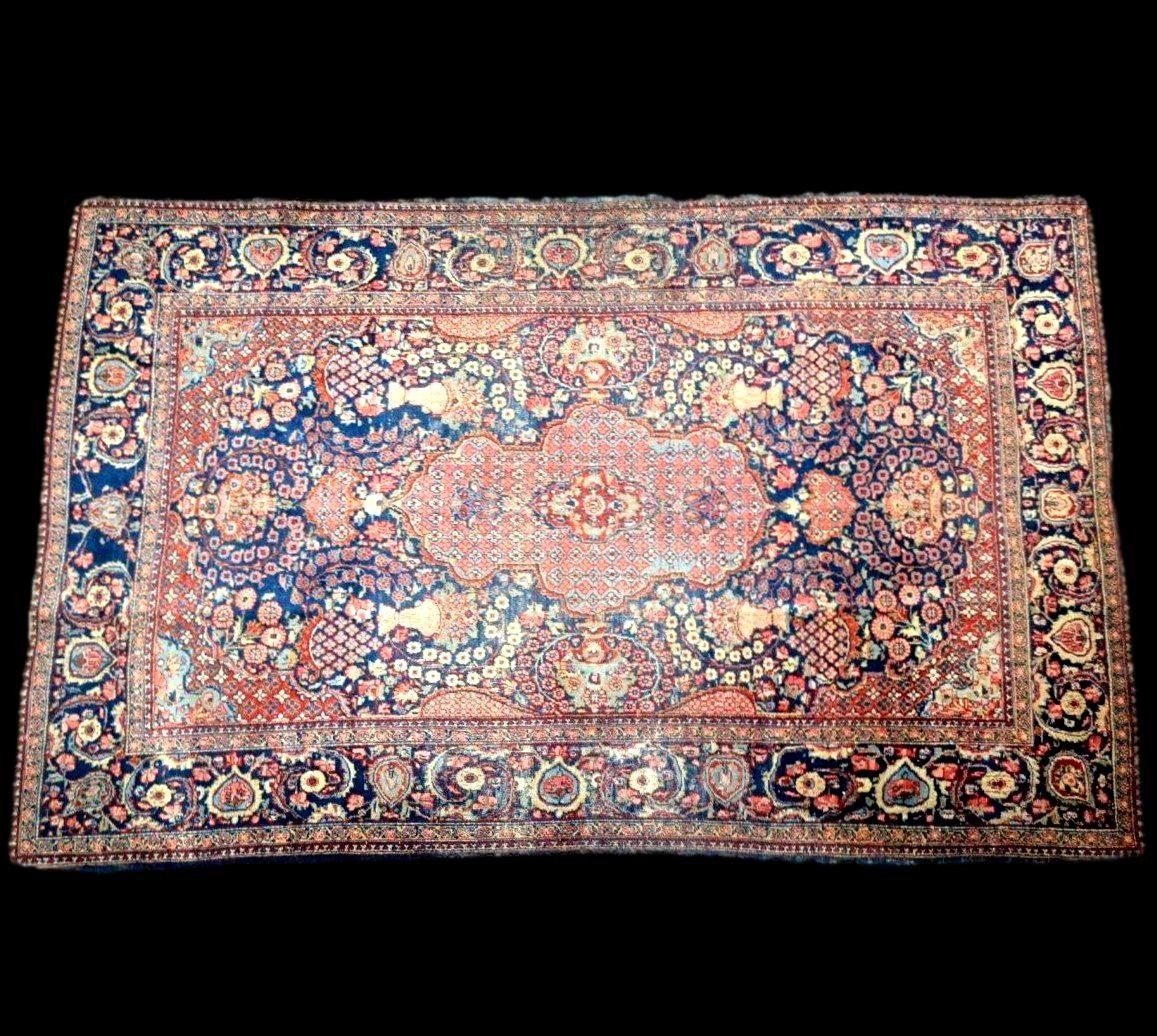 Tapis Kashan floral ancien, 128 x 200 cm, laine nouée main en Iran, Perse, fin XIXéme, début XX-photo-3