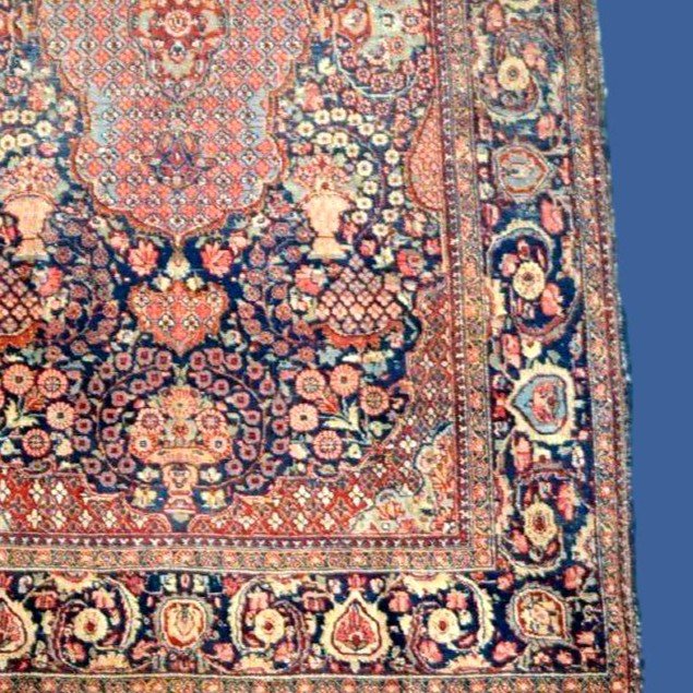 Tapis Kashan floral ancien, 128 x 200 cm, laine nouée main en Iran, Perse, fin XIXéme, début XX-photo-4