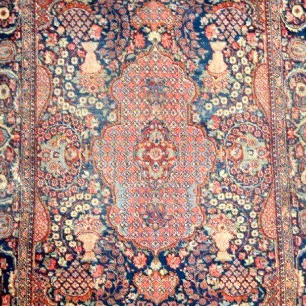 Tapis Kashan floral ancien, 128 x 200 cm, laine nouée main en Iran, Perse, fin XIXéme, début XX