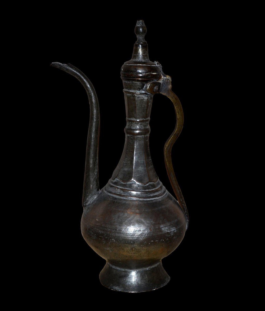 Ottoman Ewer In Tinned Brass, Ht 51 Cm, 19th Century Ottoman Art, In Very Good Condition -photo-4