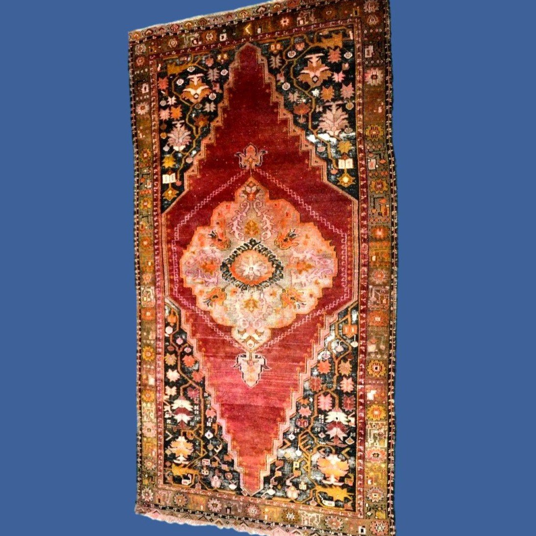 Tapis Dazkiri ancien, 130 x 250 cm, laine sur laine nouées main sous l'Empire Ottoman, XIXème-photo-1