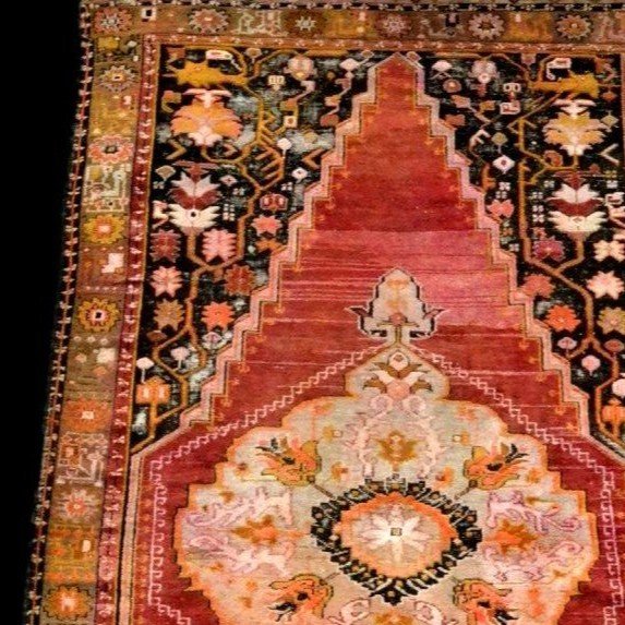 Tapis Dazkiri ancien, 130 x 250 cm, laine sur laine nouées main sous l'Empire Ottoman, XIXème-photo-2