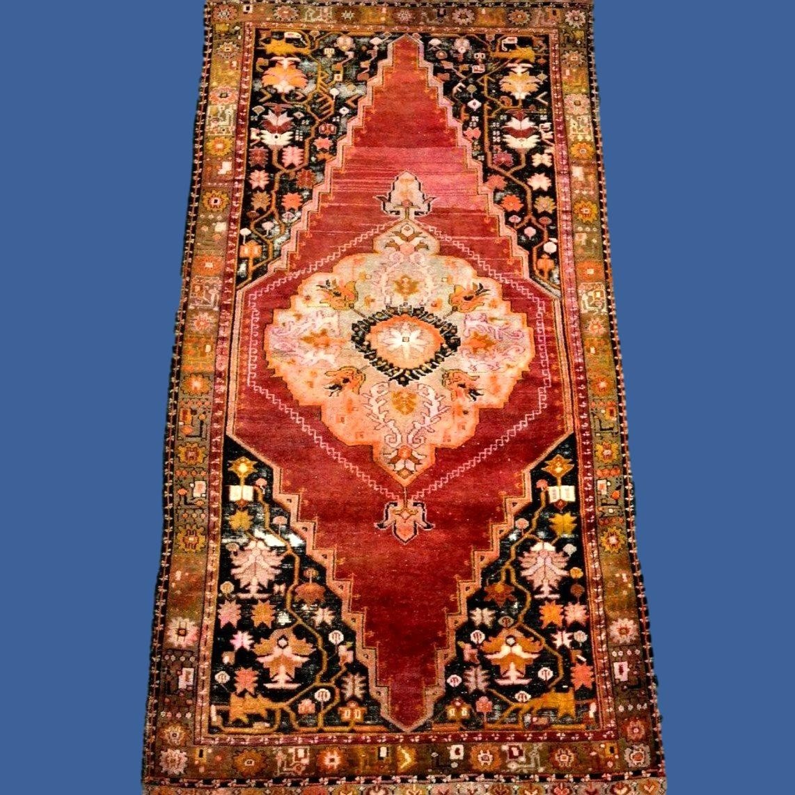 Tapis Dazkiri ancien, 130 x 250 cm, laine sur laine nouées main sous l'Empire Ottoman, XIXème-photo-8