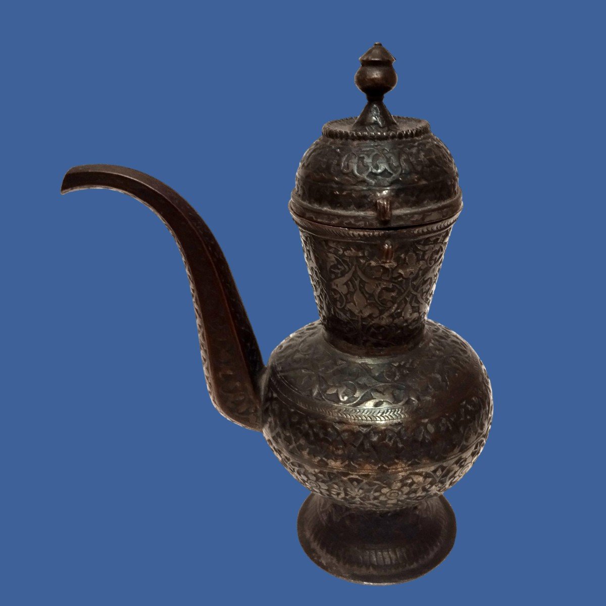 Ewer, Central Asia, Bukhara Region, Heavily Decorated Object, Engravings On Tinned Bronze-photo-2