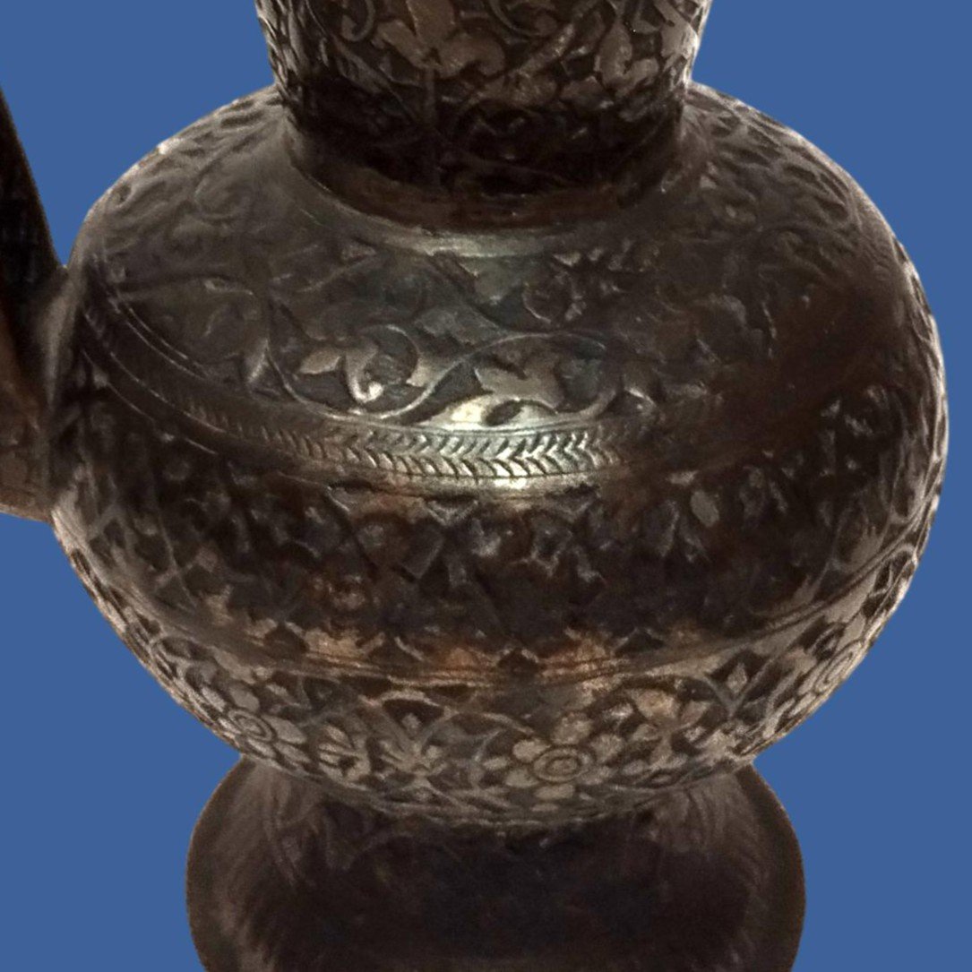 Ewer, Central Asia, Bukhara Region, Heavily Decorated Object, Engravings On Tinned Bronze-photo-6