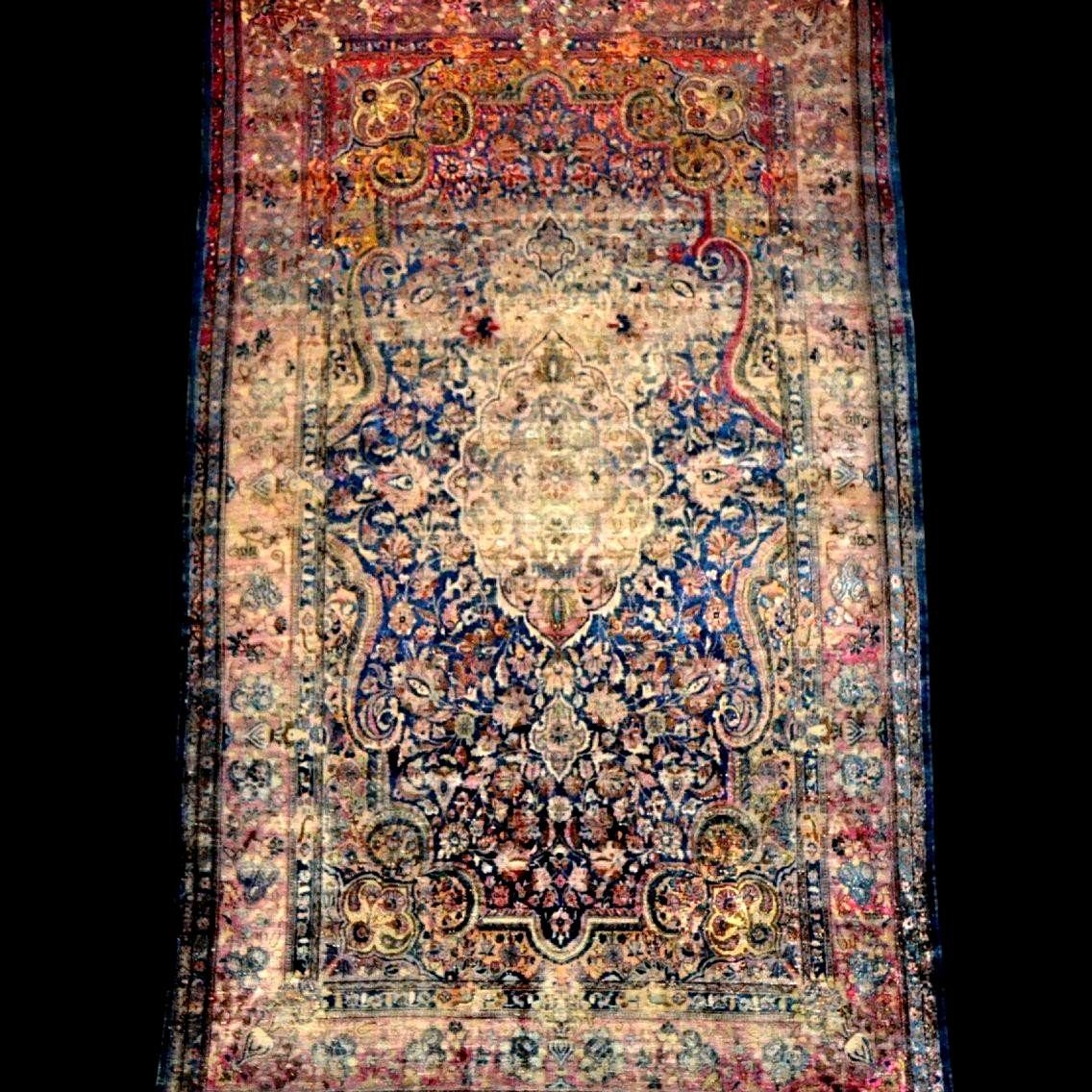 Tapis Kashan ancien, soie/soie, 126 x 208 cm, noué main, Iran, Perse, dynastie Kadjar XIXème-photo-2