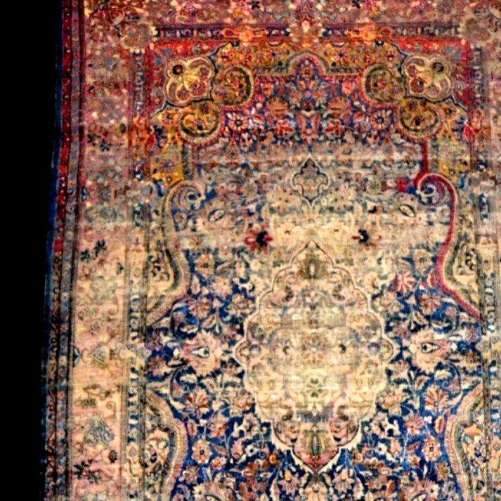 Antique Kashan Carpet, Silk/silk, 126 X 208 Cm, Hand-knotted, Iran, Persia, Kadjar Dynasty 19th Century-photo-3