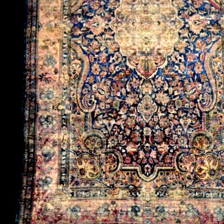 Tapis Kashan ancien, soie/soie, 126 x 208 cm, noué main, Iran, Perse, dynastie Kadjar XIXème-photo-2