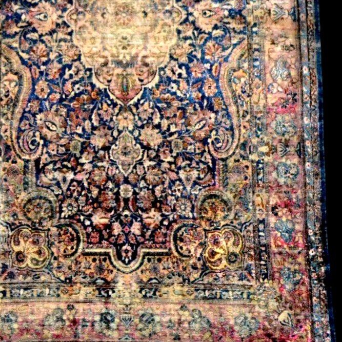 Tapis Kashan ancien, soie/soie, 126 x 208 cm, noué main, Iran, Perse, dynastie Kadjar XIXème-photo-3