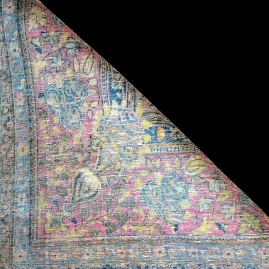 Antique Kashan Carpet, Silk/silk, 126 X 208 Cm, Hand-knotted, Iran, Persia, Kadjar Dynasty 19th Century-photo-6