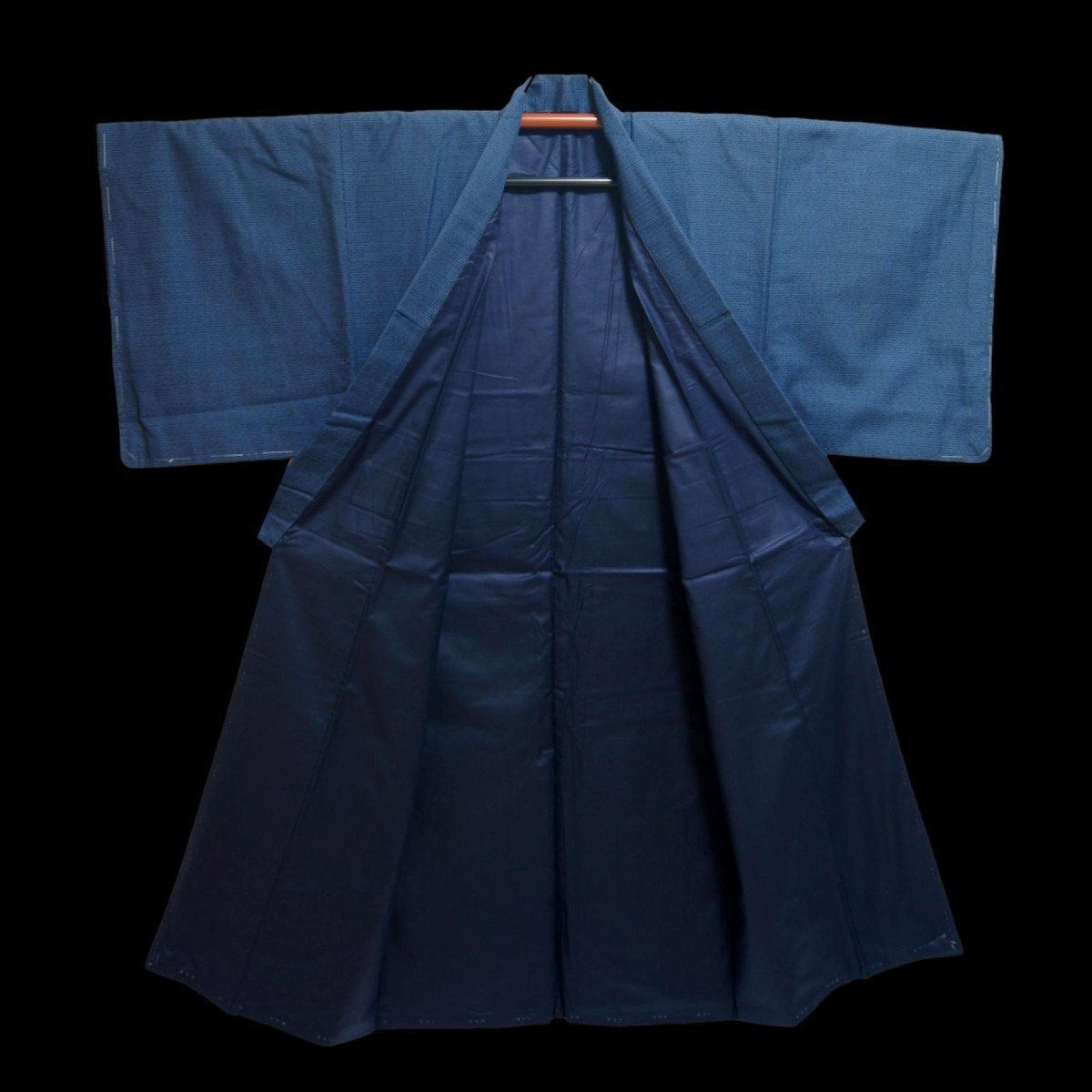 Kimono And Its Traditional Haori, Tsumugi In Silk On Silk, Japan Circa 1980, Never Used-photo-2