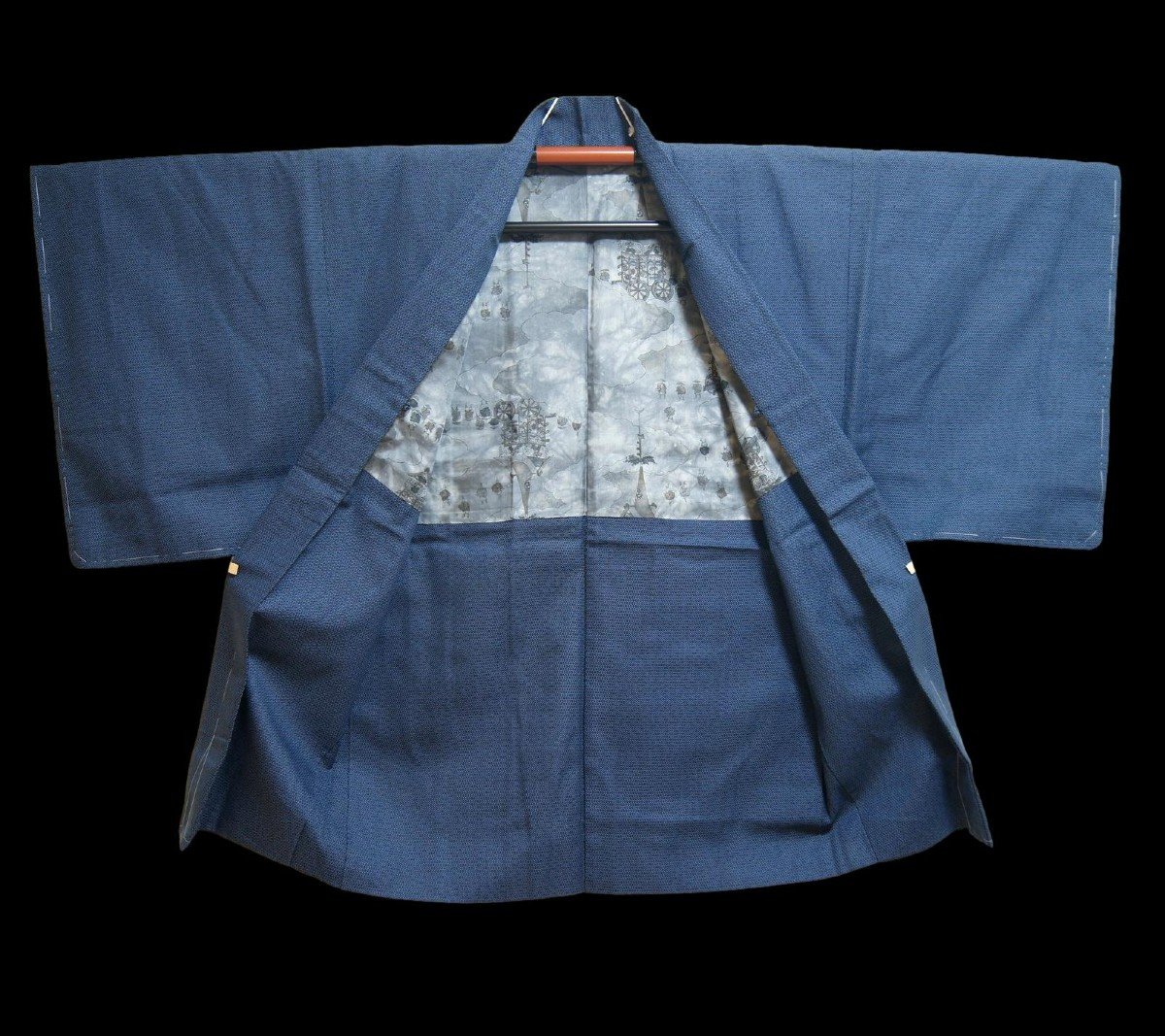 Kimono And Its Traditional Haori, Tsumugi In Silk On Silk, Japan Circa 1980, Never Used-photo-1