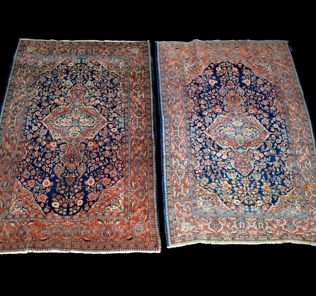 Pair Of Antique Sarouk Rugs, 135 X 197 Cm, Hand-knotted Kork Wool In Iran Circa 1900 - 1920-photo-3