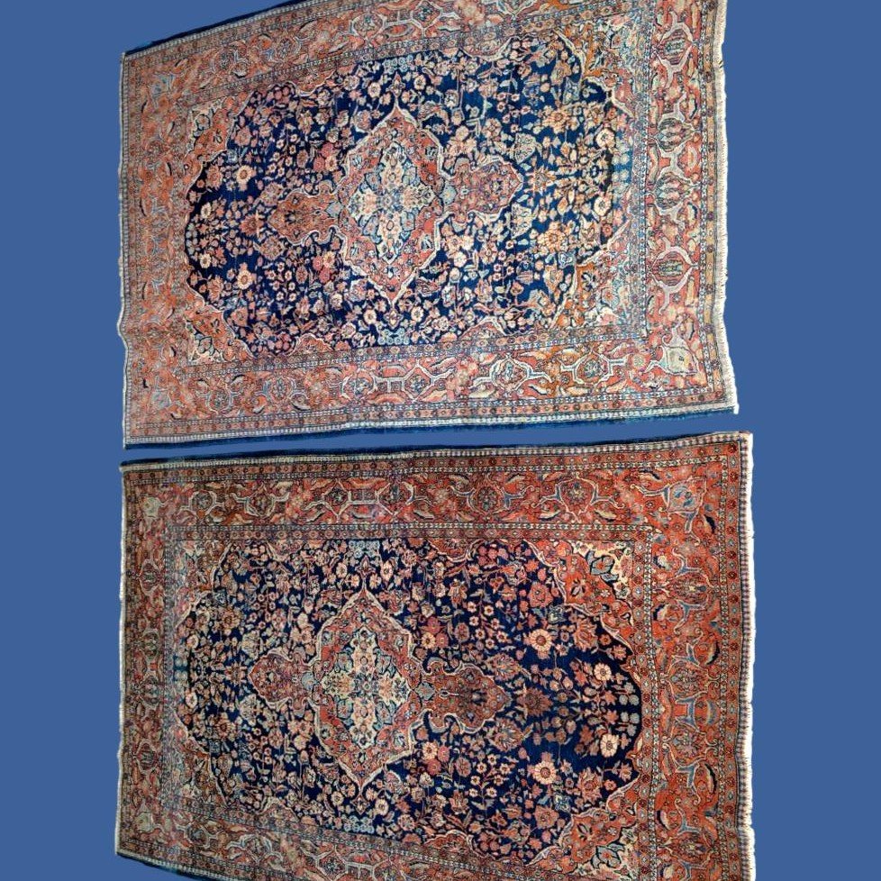 Pair Of Antique Sarouk Rugs, 135 X 197 Cm, Hand-knotted Kork Wool In Iran Circa 1900 - 1920-photo-4