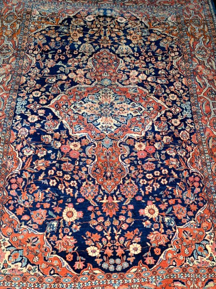 Pair Of Antique Sarouk Rugs, 135 X 197 Cm, Hand-knotted Kork Wool In Iran Circa 1900 - 1920-photo-2