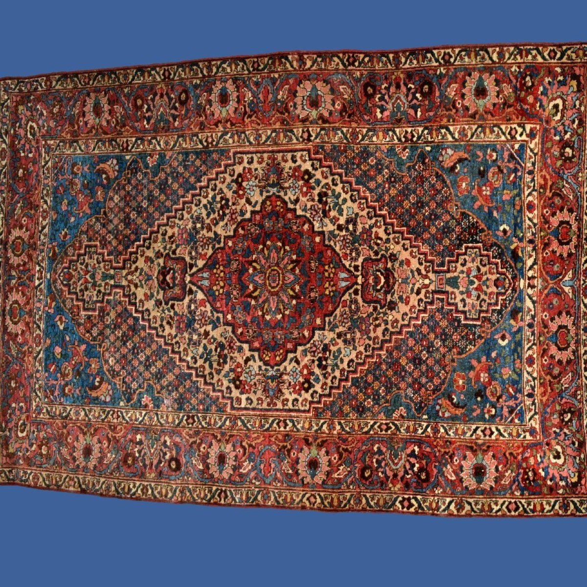 Antique Bakhtiar Carpet, 137 Cm X 203 Cm, Hand-knotted Wool In Persia, Iran, Late 19th Century-photo-4