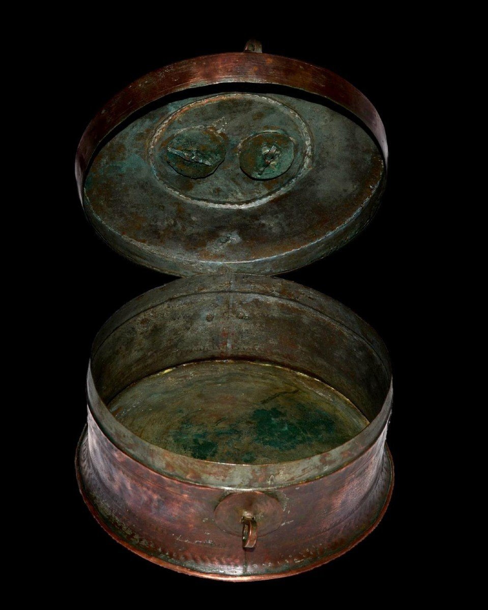 Chapati Box, Bread, In Red Copper, India, Rajasthan Region, Early 20th Century-photo-1