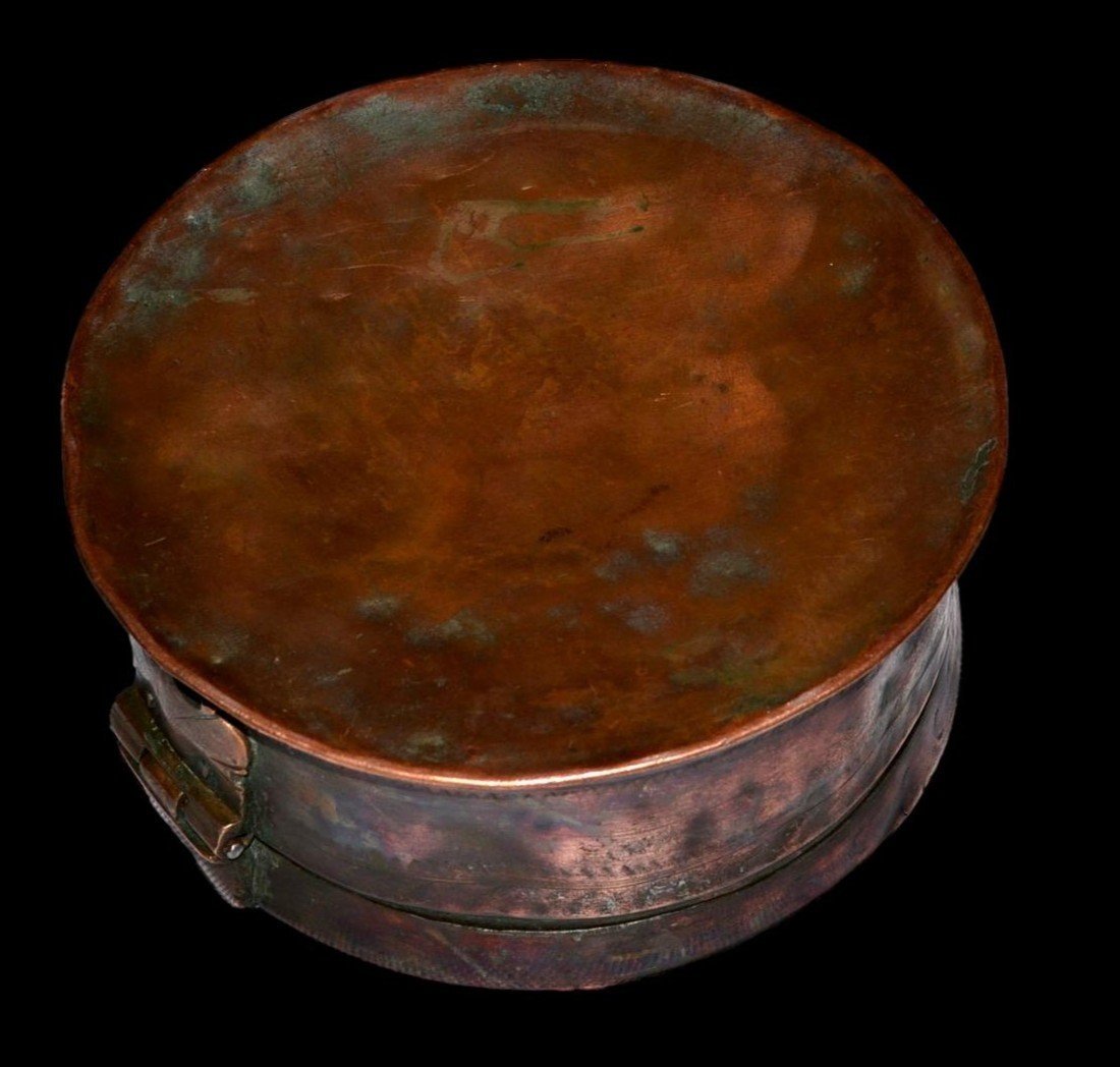 Chapati Box, Bread, In Red Copper, India, Rajasthan Region, Early 20th Century-photo-2