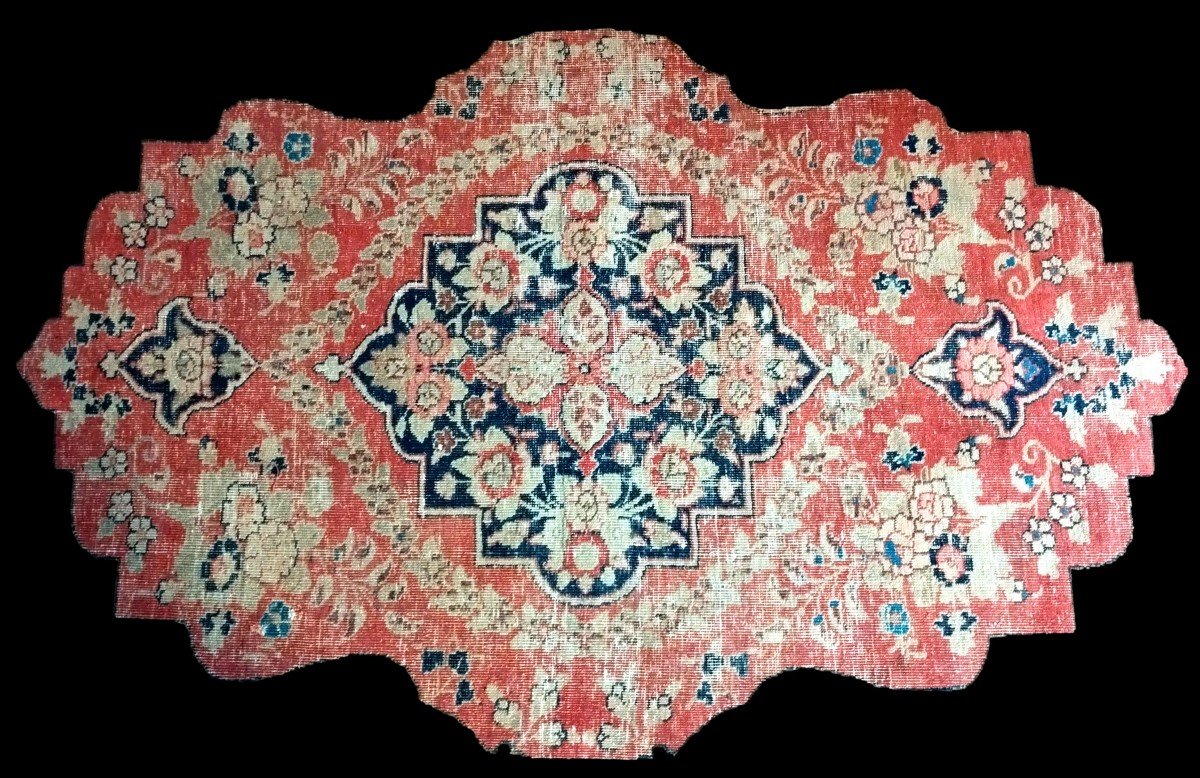 Tapis Tabriz ancien dans son jus, 130 x 185 cm, laine nouée main, roses, Iran, Fin XIX à XXè-photo-5