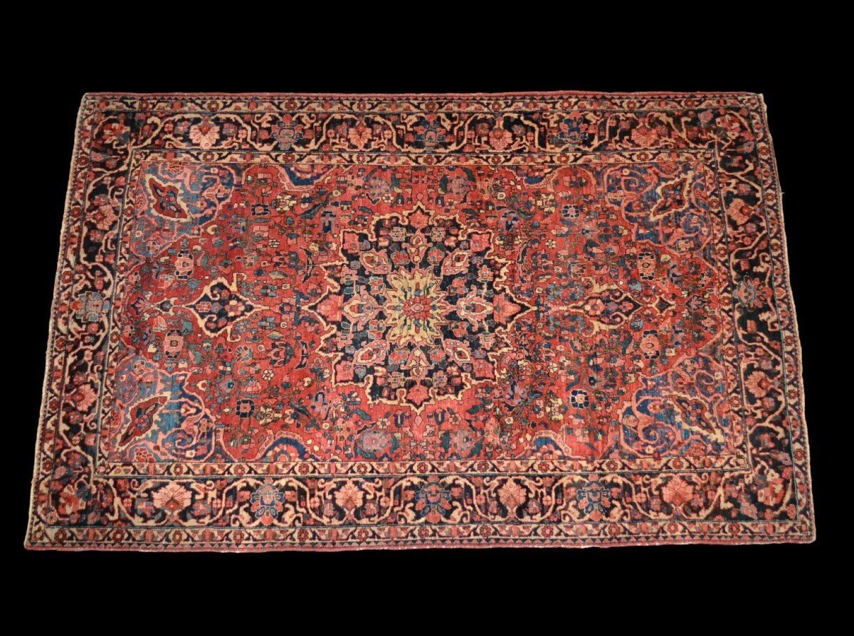 Antique Mechkabad Carpet, 140 X 219 Cm, Finely Hand-knotted Wool, Iran 19th Century, Kadjar Dynasty-photo-3