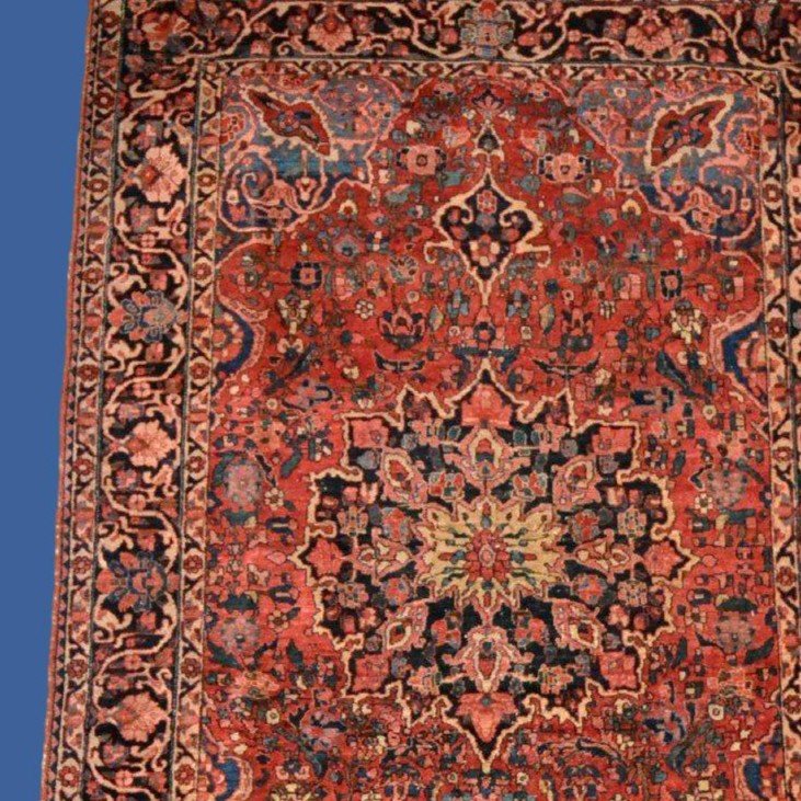 Antique Mechkabad Carpet, 140 X 219 Cm, Finely Hand-knotted Wool, Iran 19th Century, Kadjar Dynasty-photo-4