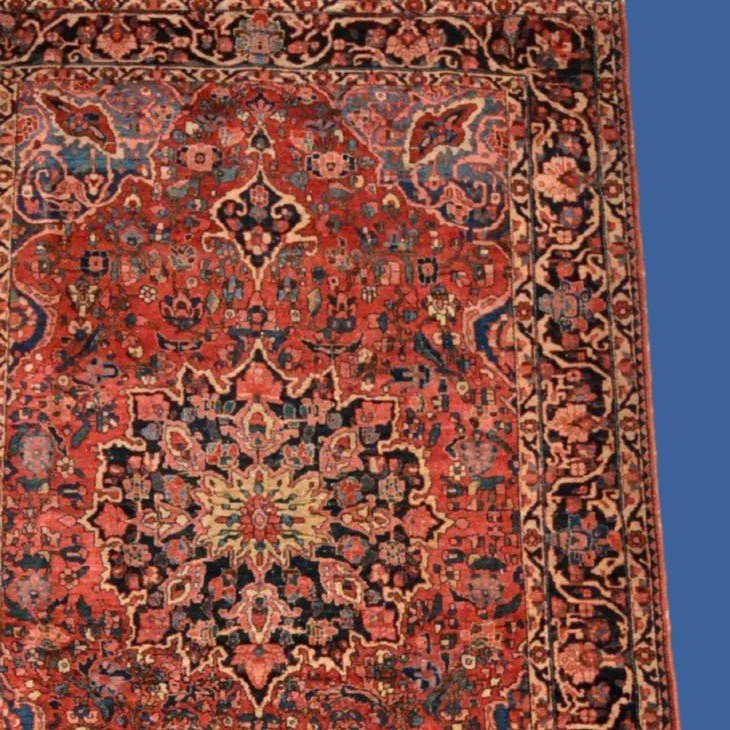 Antique Mechkabad Carpet, 140 X 219 Cm, Finely Hand-knotted Wool, Iran 19th Century, Kadjar Dynasty-photo-1