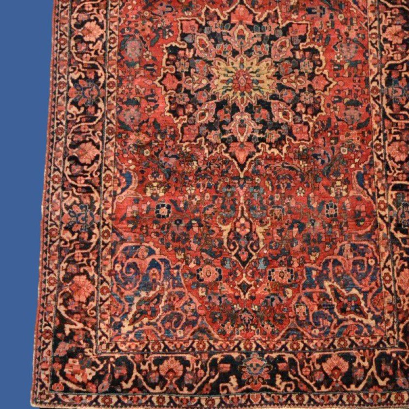 Antique Mechkabad Carpet, 140 X 219 Cm, Finely Hand-knotted Wool, Iran 19th Century, Kadjar Dynasty-photo-3