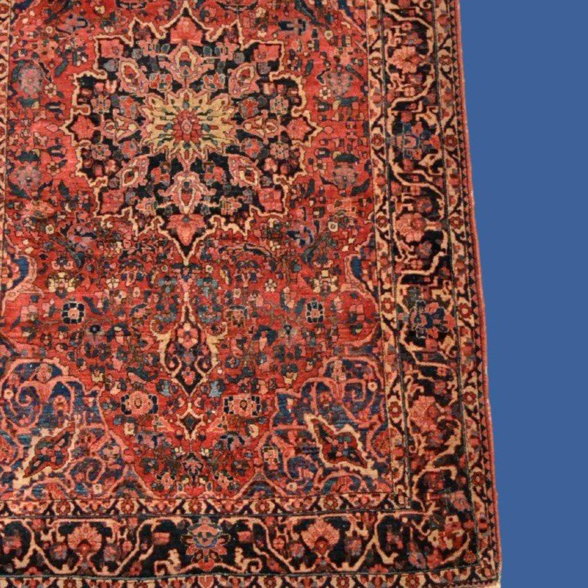 Antique Mechkabad Carpet, 140 X 219 Cm, Finely Hand-knotted Wool, Iran 19th Century, Kadjar Dynasty-photo-4