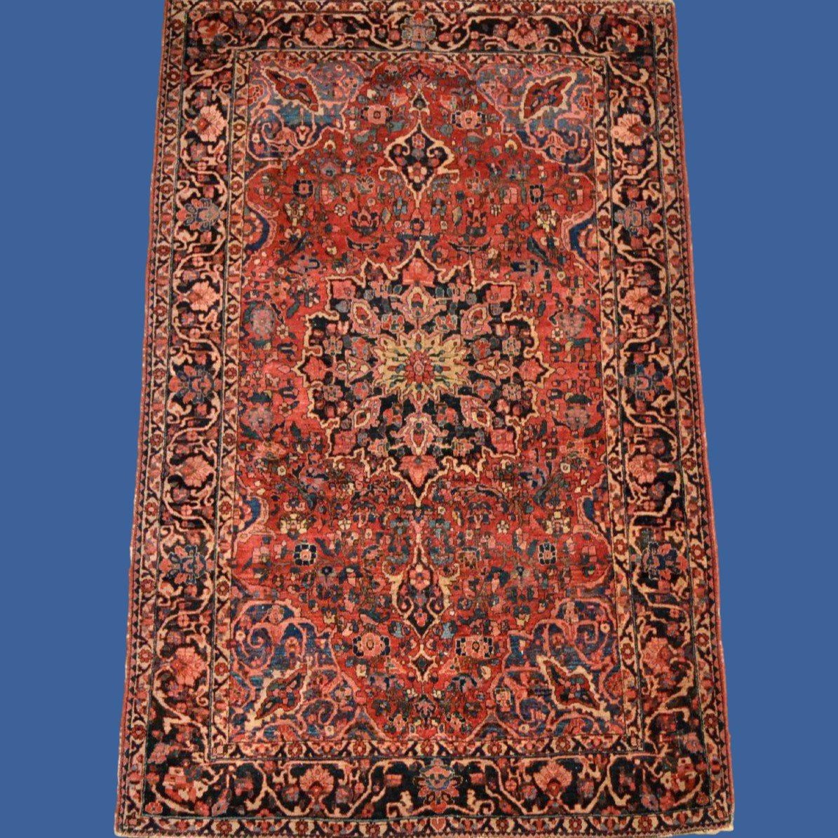 Antique Mechkabad Carpet, 140 X 219 Cm, Finely Hand-knotted Wool, Iran 19th Century, Kadjar Dynasty-photo-8