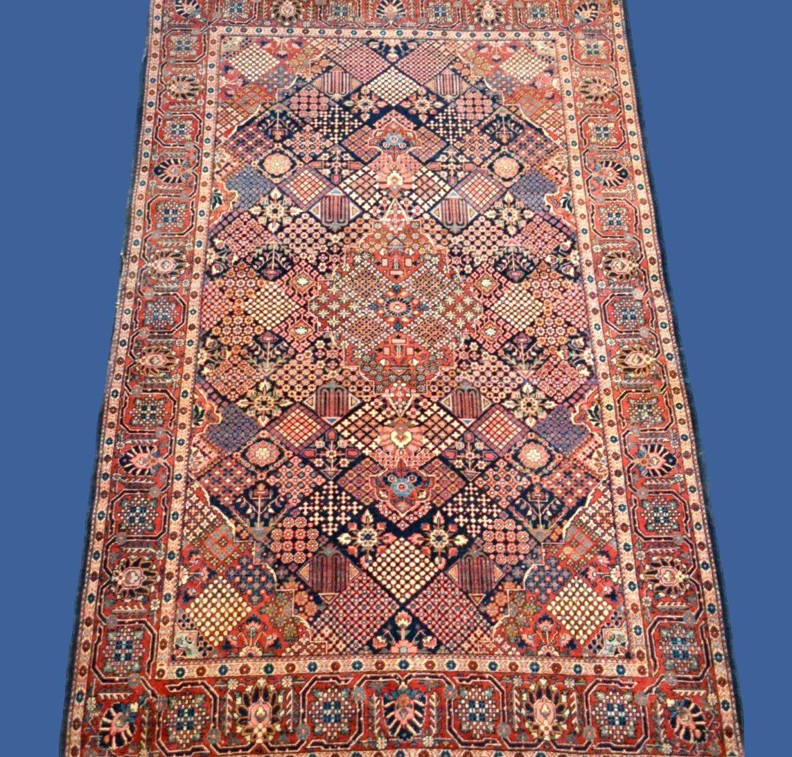 Tapis Samam ancien, 132 x 198 cm, laine nouée main en Iran vers 1920 - 1930, tapis méconnu-photo-8