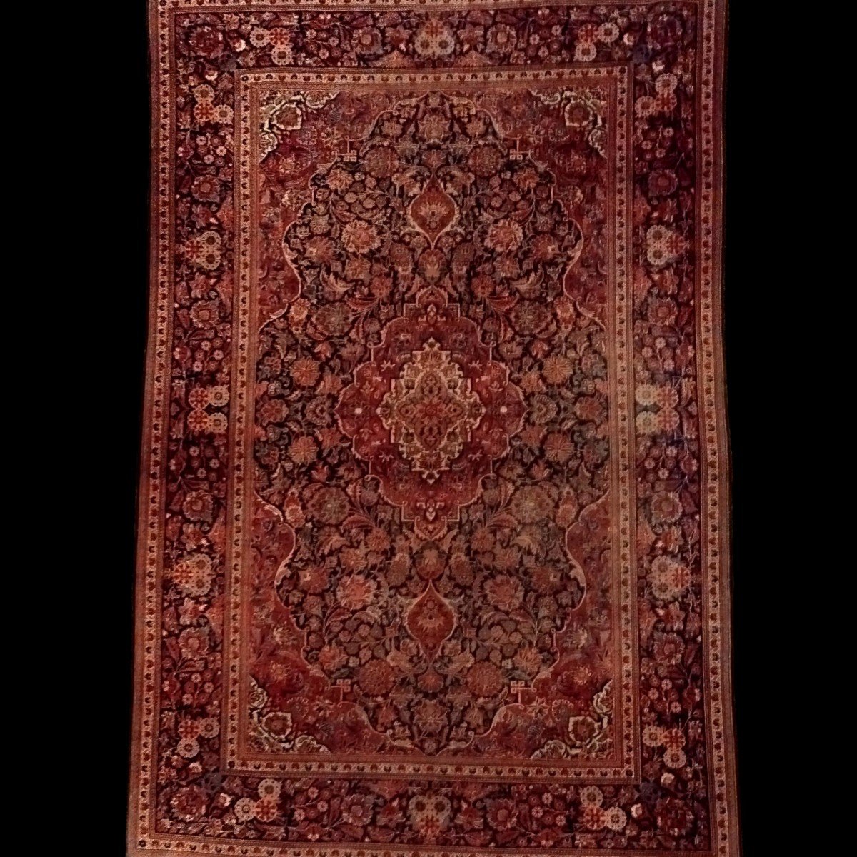 Kashan Rug, 136 X 205 Cm, Hand-knotted Wool In Iran Circa 1960 - 1970, Very Good Used Condition-photo-2